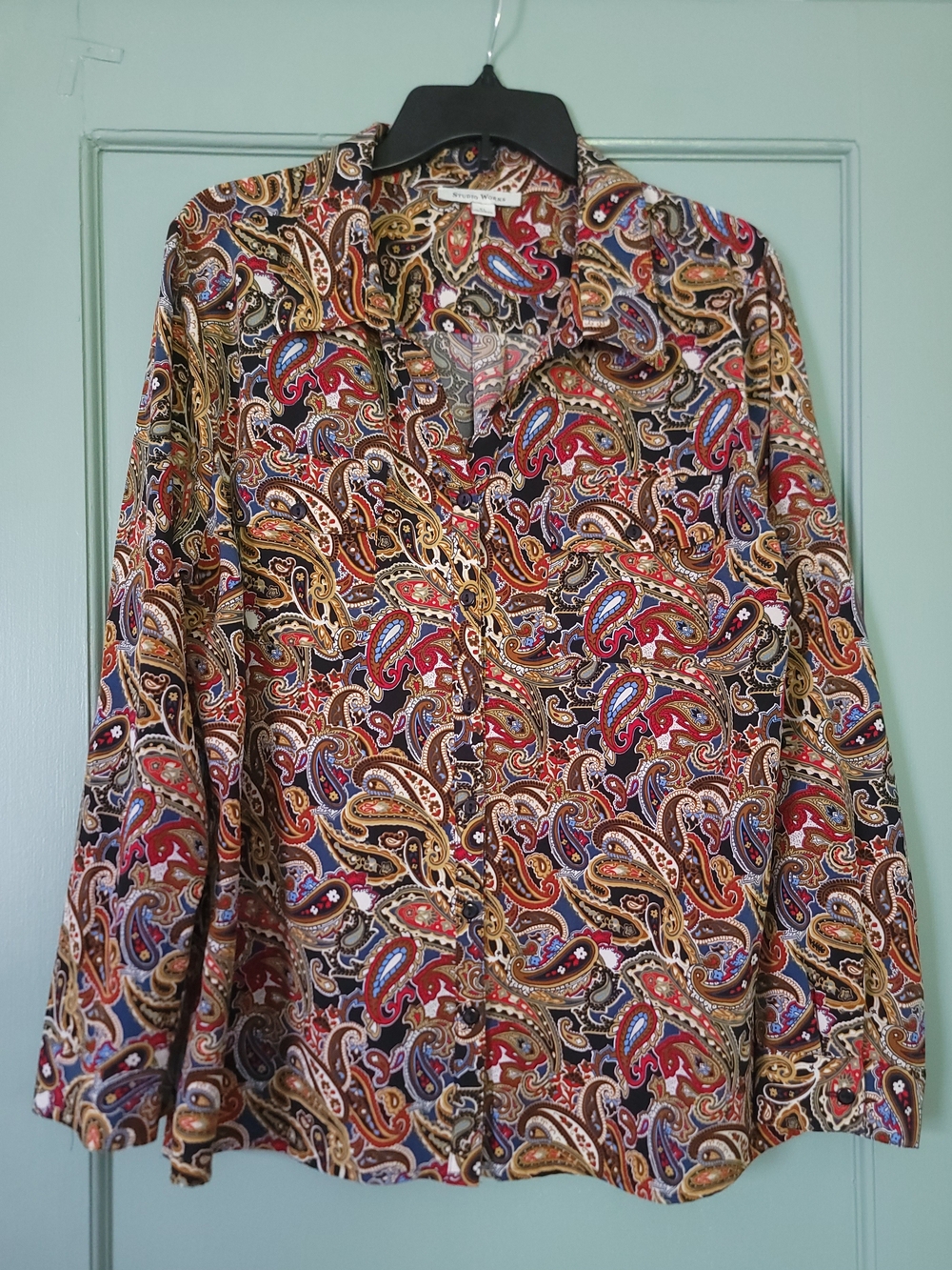 Women's Paisley Button-Up Shirt in Multicolor